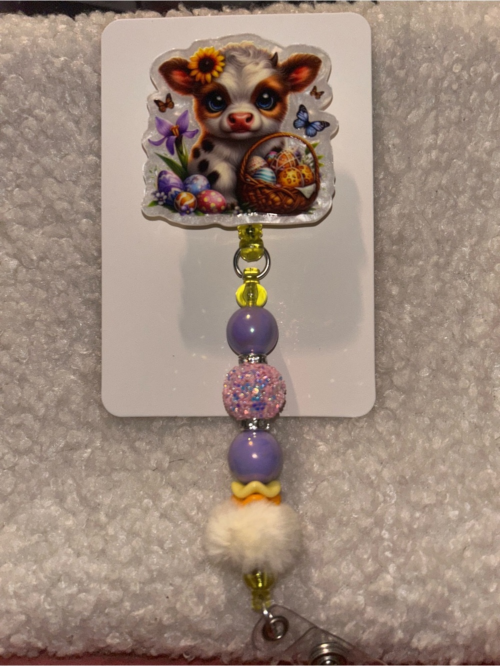 Handmade highland cow badge reel
